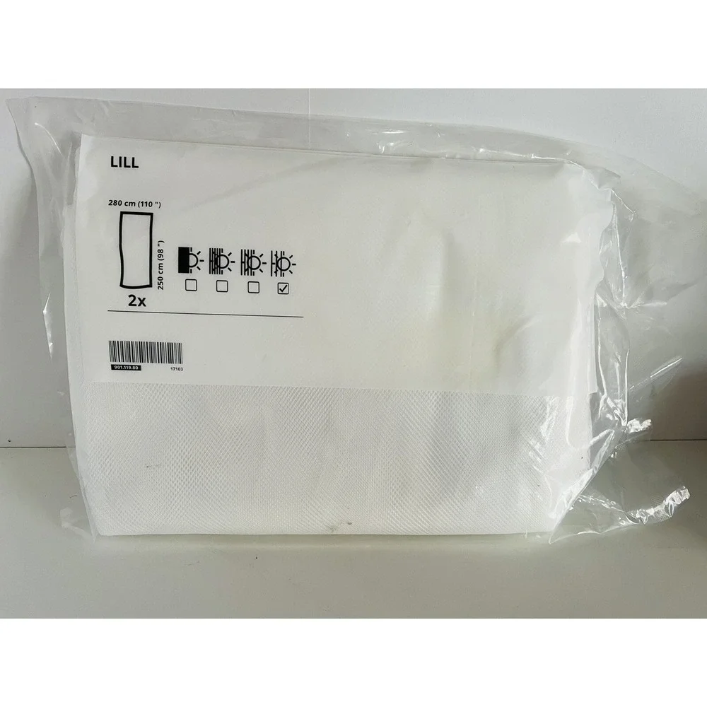 IKEA Lill Pair White Mesh Curtain Panels 110 in x 98 in Fairy Dainty Canopy NEW